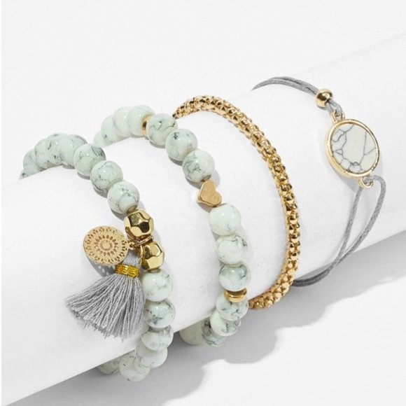 Jewelry - 3 for $35/ Marble Pattern Beaded Bracelet 4pcs